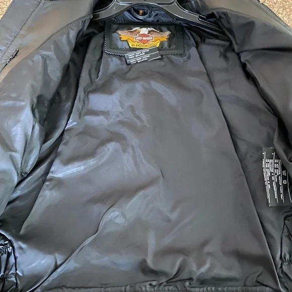 Authentic Men's Harley Davidson Black & Orange Leather Jacket Small EUC​​​​​​​​ - Picture 4 of 8